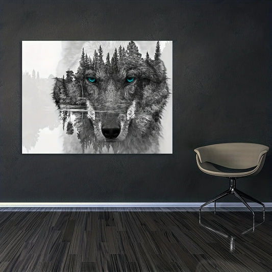 "Wolf Forest Landscape" (1pc)  Frameless Abstract Canvas Painting.. Creative Wall Art Living Room Decor